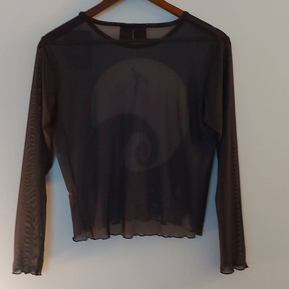 NWT Cakeworthy X Disney Nightmare Before Christmas Sheer Lettuce Hem Long Sleeve - Picture 3 of 9